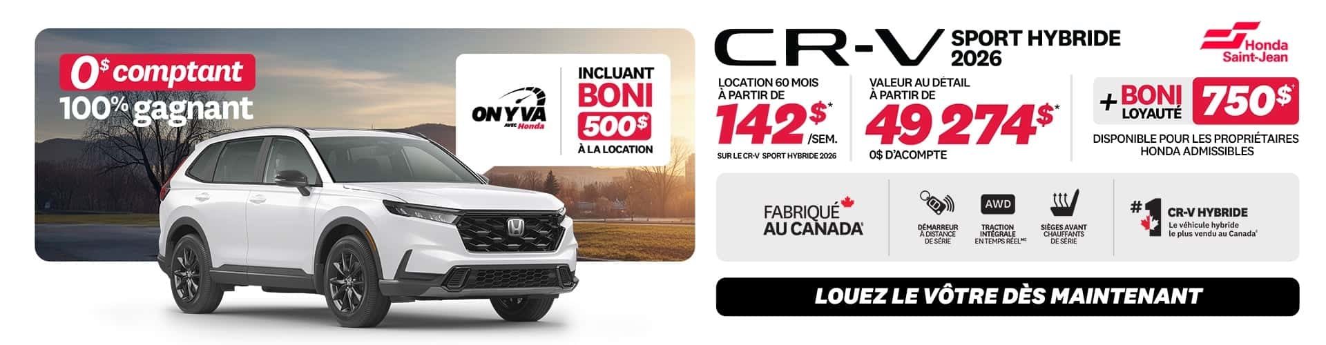 Bannière CR-V 2026 Hybride - avril