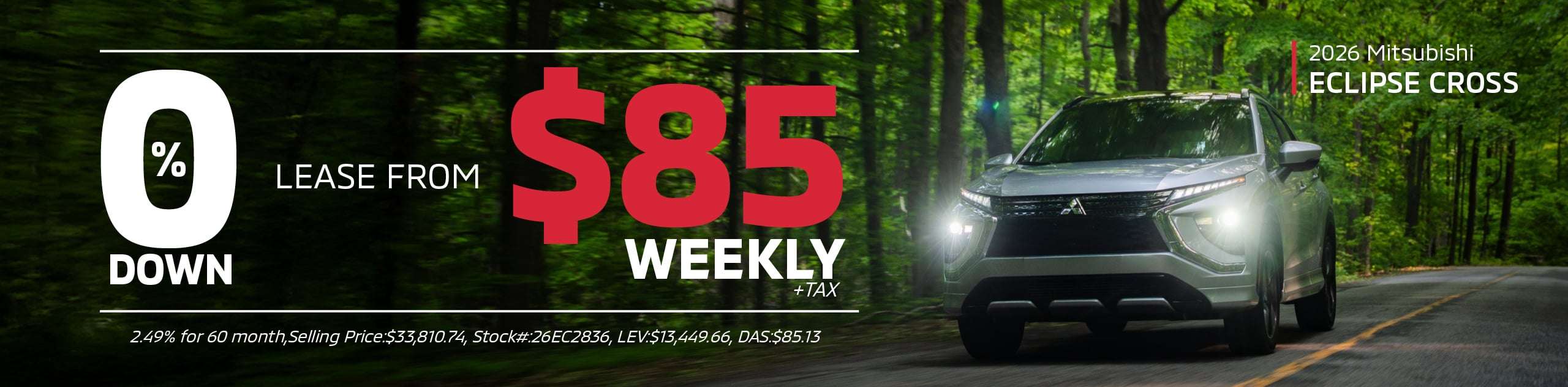 2026 Mitsubishi Eclipse Cross for $85/Weekly $0 Down