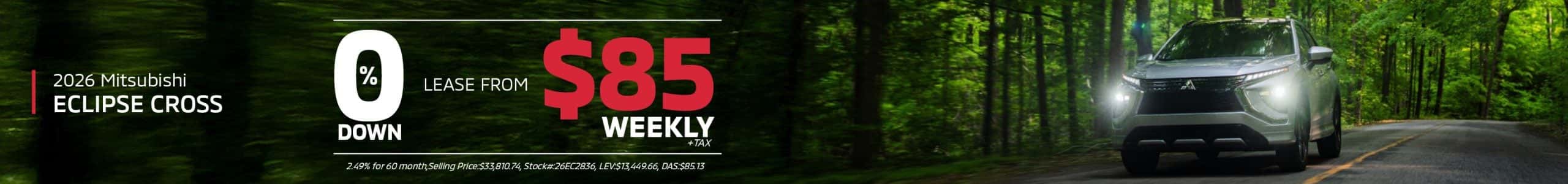 2026 Mitsubishi Eclipse Cross for $85/Weekly $0 Down