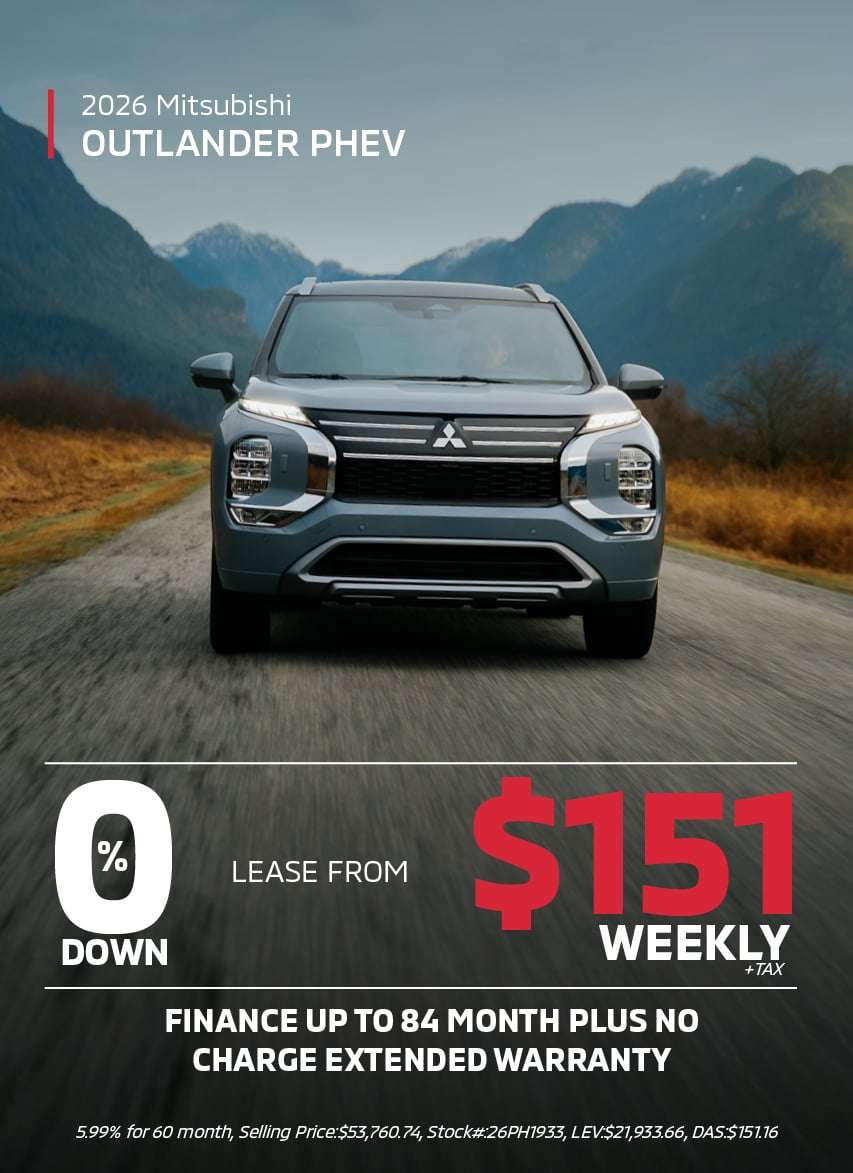 2026 Mitsubishi Outlander PHEV for $151/Weekly $0 Down