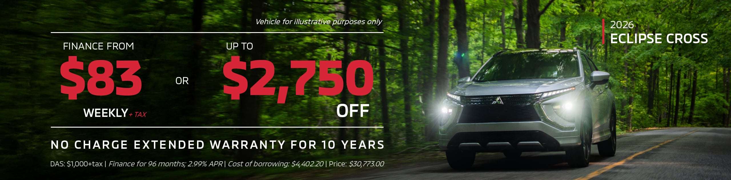 2026 Eclipse Cross $83 Weekly + Tax Finance for 96 Months or Finance at 0.75% for Up to 36 Months