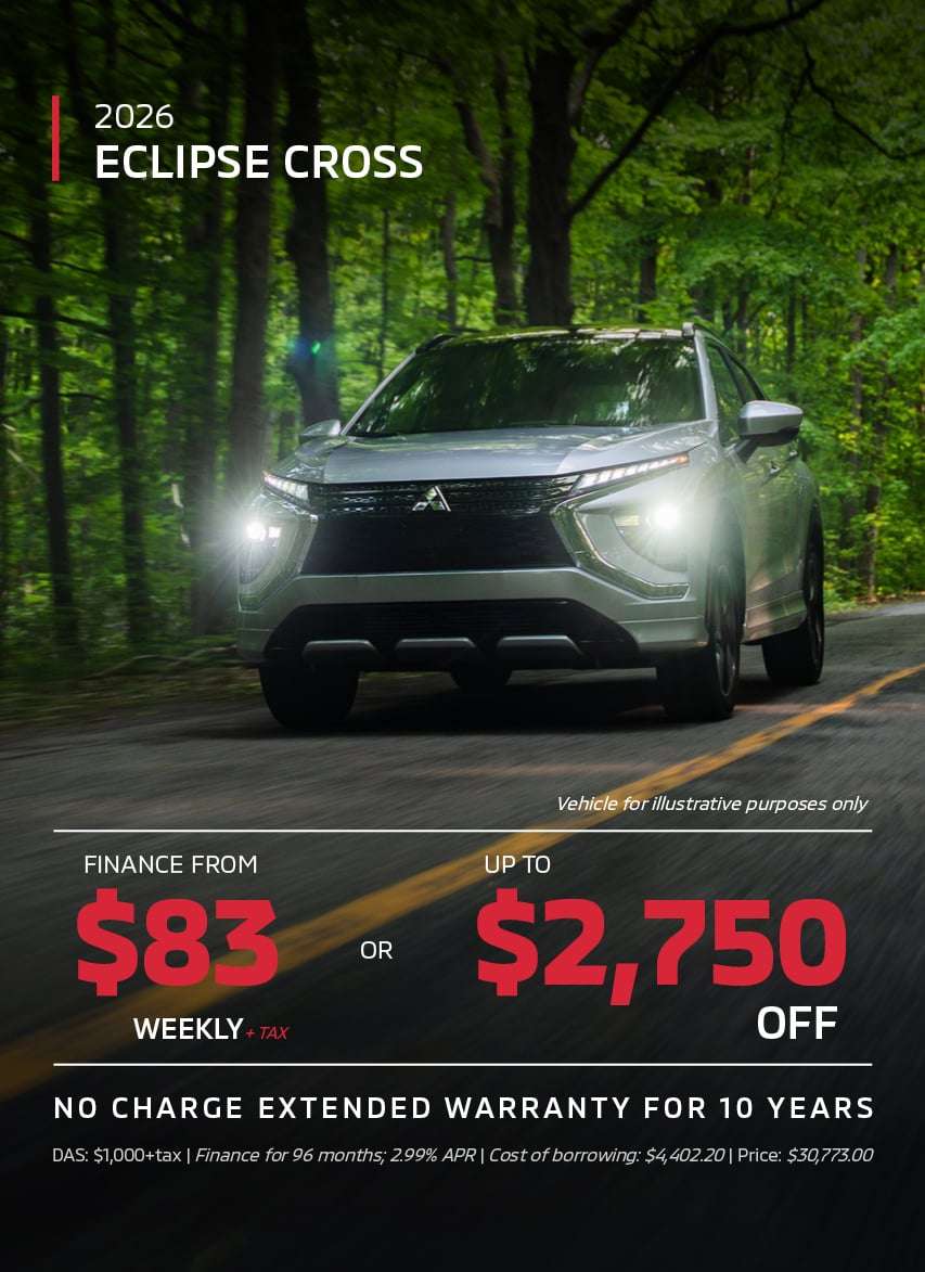 2026 Eclipse Cross $85 Weekly + Tax Lease for 60 Months or Finance at 0.75% for Up to 36 Months