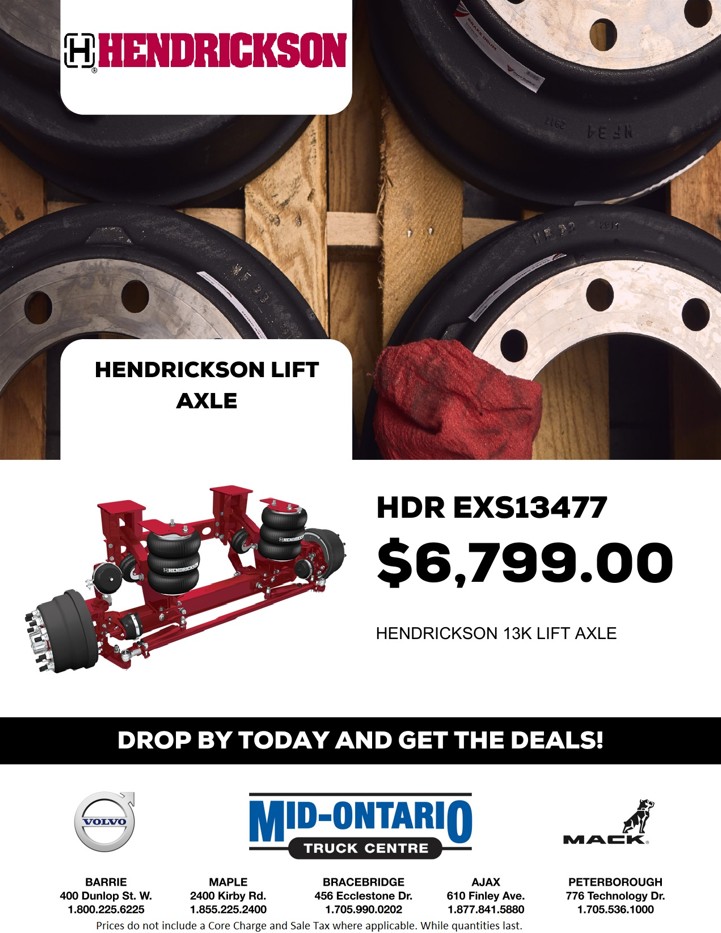 HENDRICKSON LIFT AXLES SPECIAL $6,799.00