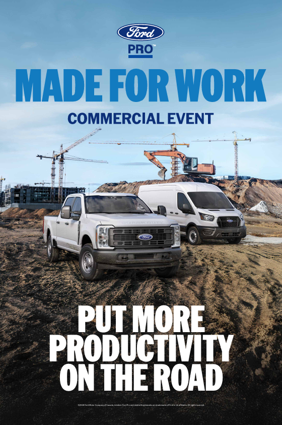 Ford Pro Made for Work Commercial Event. Heavy duty truck at a worksite. Bring more doing to the workday.