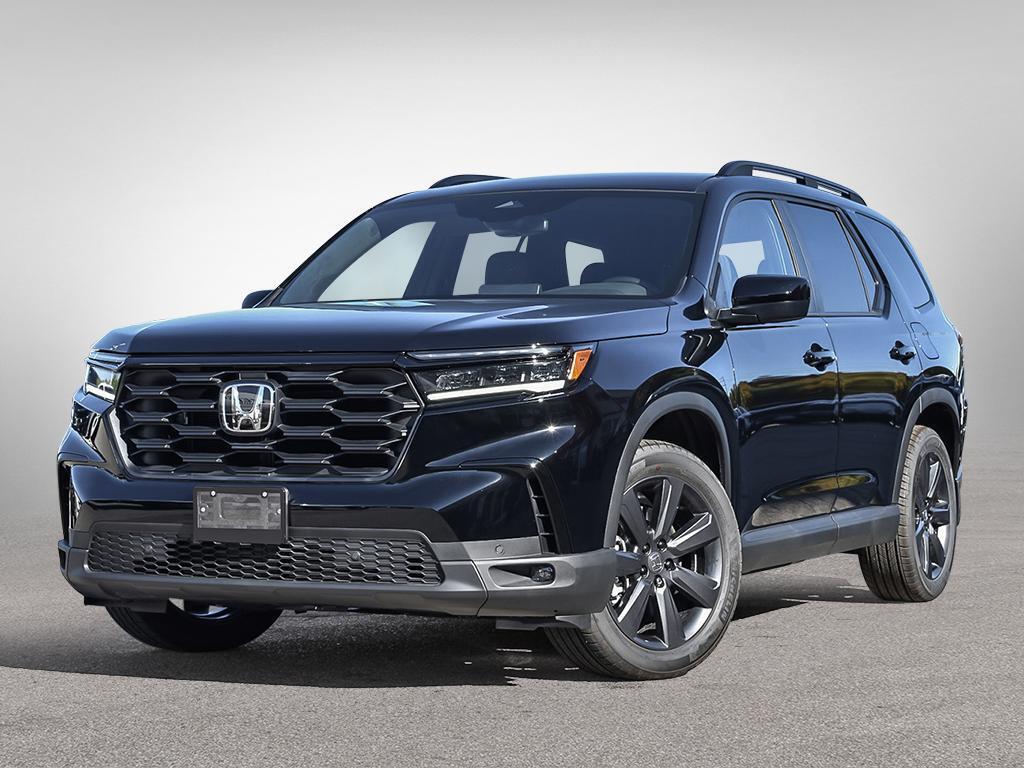 Honda Pilot Sport AWD 2025 noir, vue de face côté conducteur, stationné dehors