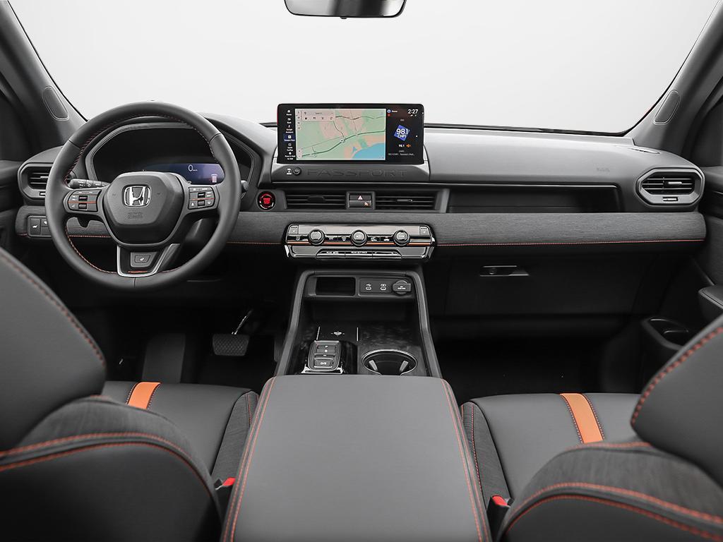 Front cabin view of a black 2026 Honda Passport TrailSport AWD