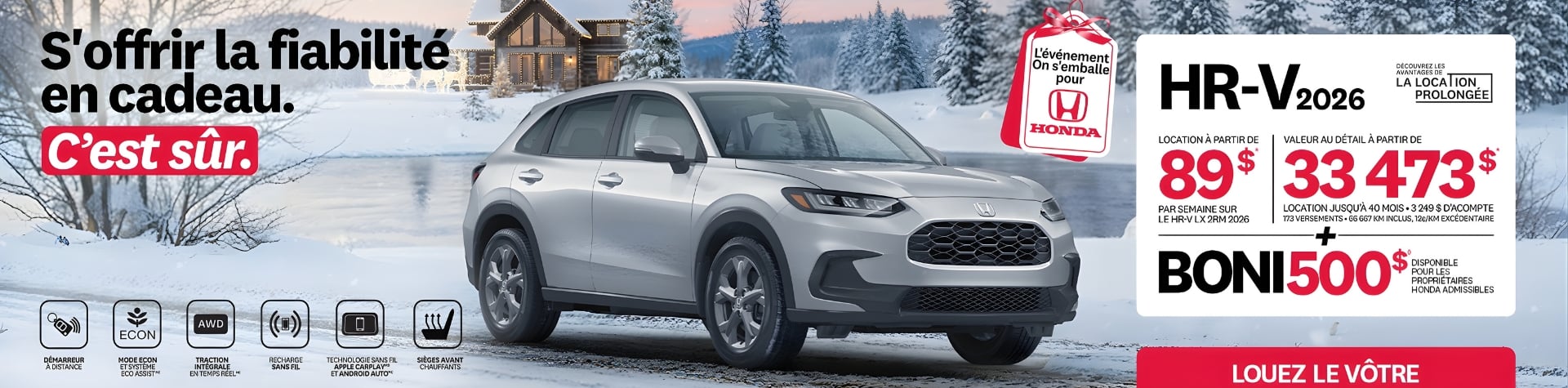 Honda HR-V 2026 temps des fêtes - décembre