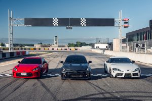 2023 GR Family, red, black and white cars on a racetrack